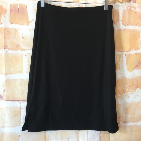Pull on Black Pencil Skirt with Side Slits Sz S - Picture 1 of 8